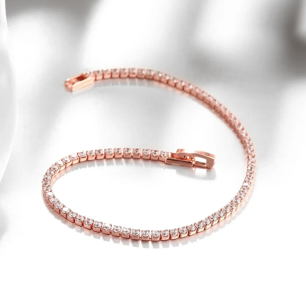 925 Silver Tennis Bracelet 18CM 2mm Zirconia Gift Bangle
