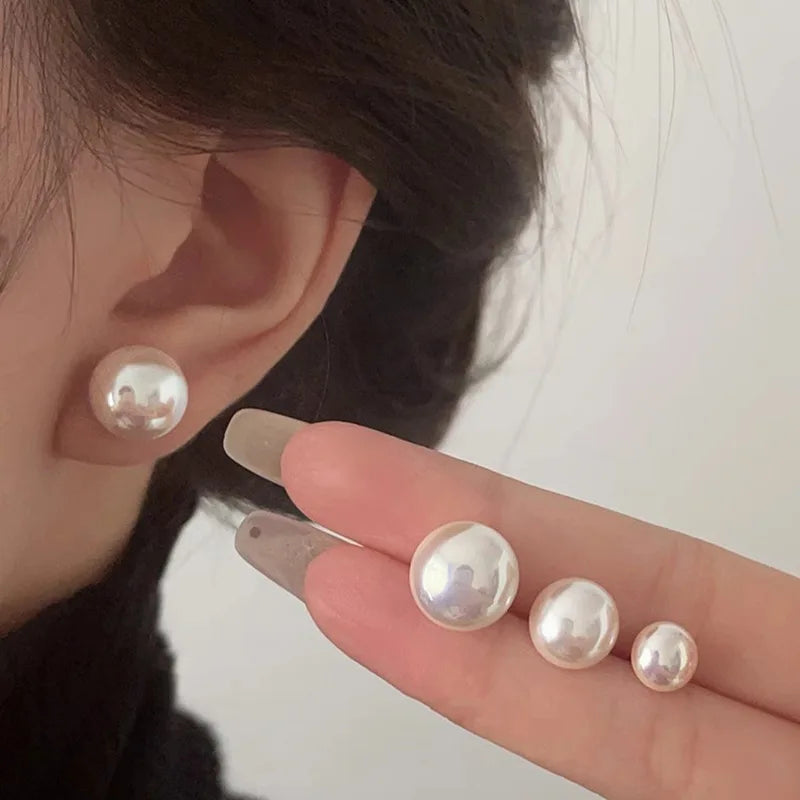 Pearl Stud Earrings – Classic Shine + S925 Silver Posts