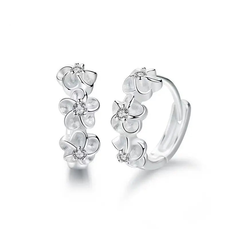 925 Silver Flower Earrings for Women – Charm Jewelry Gift