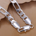 925 Sterling Silver Figaro Bracelet 6-8mm Chain Jewelry 20cm