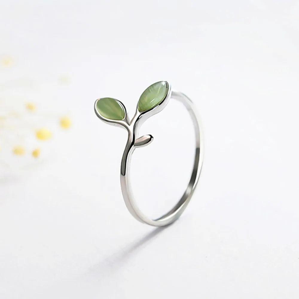 925 Silver Foliage Adjustable Ring for Women & Girls