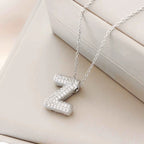 Bubble Initial Necklace – Sparkly A-Z Pavé Letter Pendant