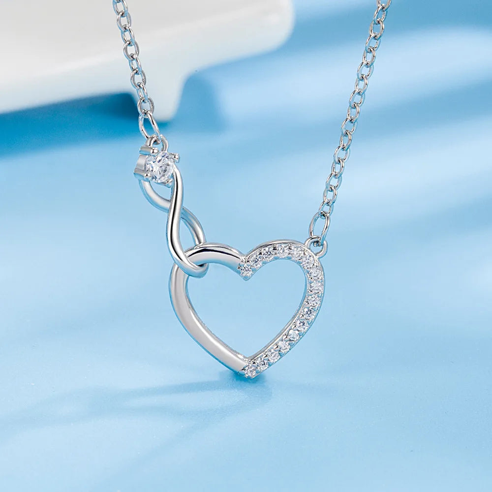Elegant 925 Sterling Silver Zircon Heart Necklace for Women