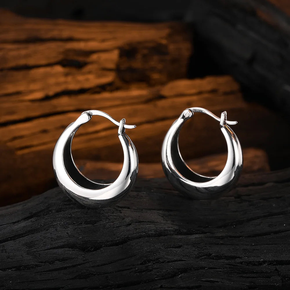 925 Silver U Hoop Earrings Women Wedding Party Jewelry