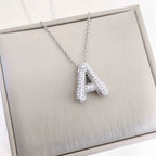 Bubble Initial Necklace – Sparkly A-Z Pavé Letter Pendant