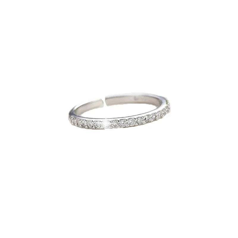 925 Silver Single Row Zircon Ring for Women Luxury Jewelry