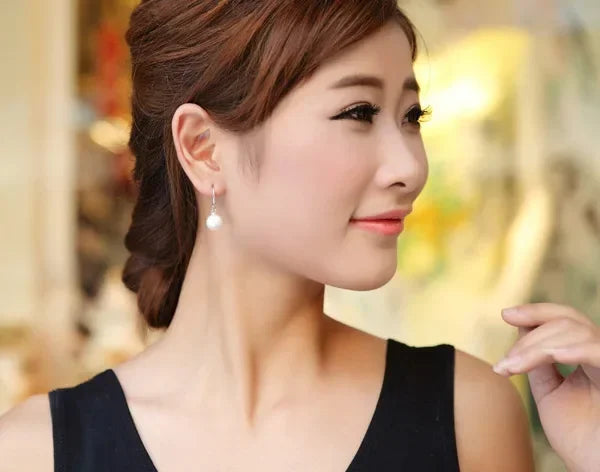 925 Silver Custom 10mm Pearl Drop Earrings for Women Girls
