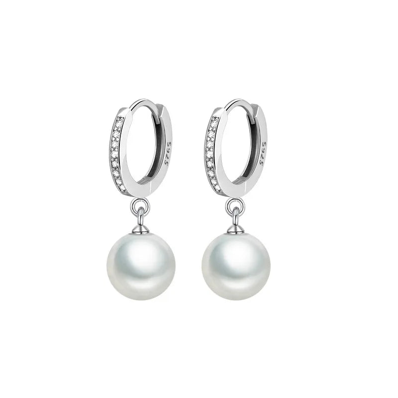 Freshwater Pearl 925 Silver Earrings Crystal