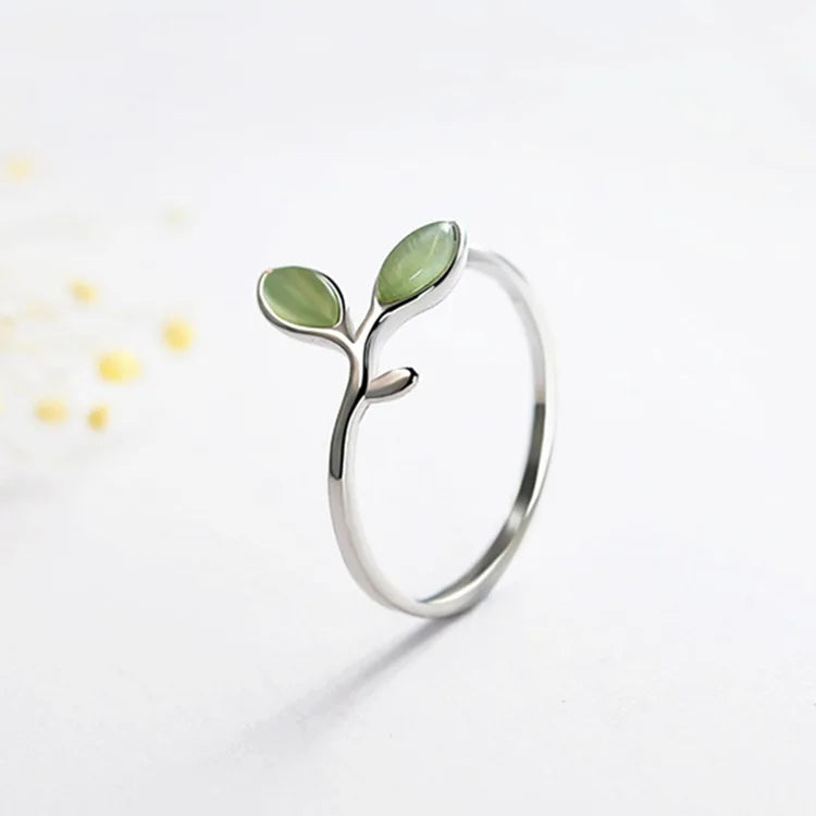 925 Silver Foliage Adjustable Ring for Women & Girls