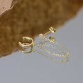 925 Sterling Silver CZ Ear Cuff Chain Tassel Stud Earrings
