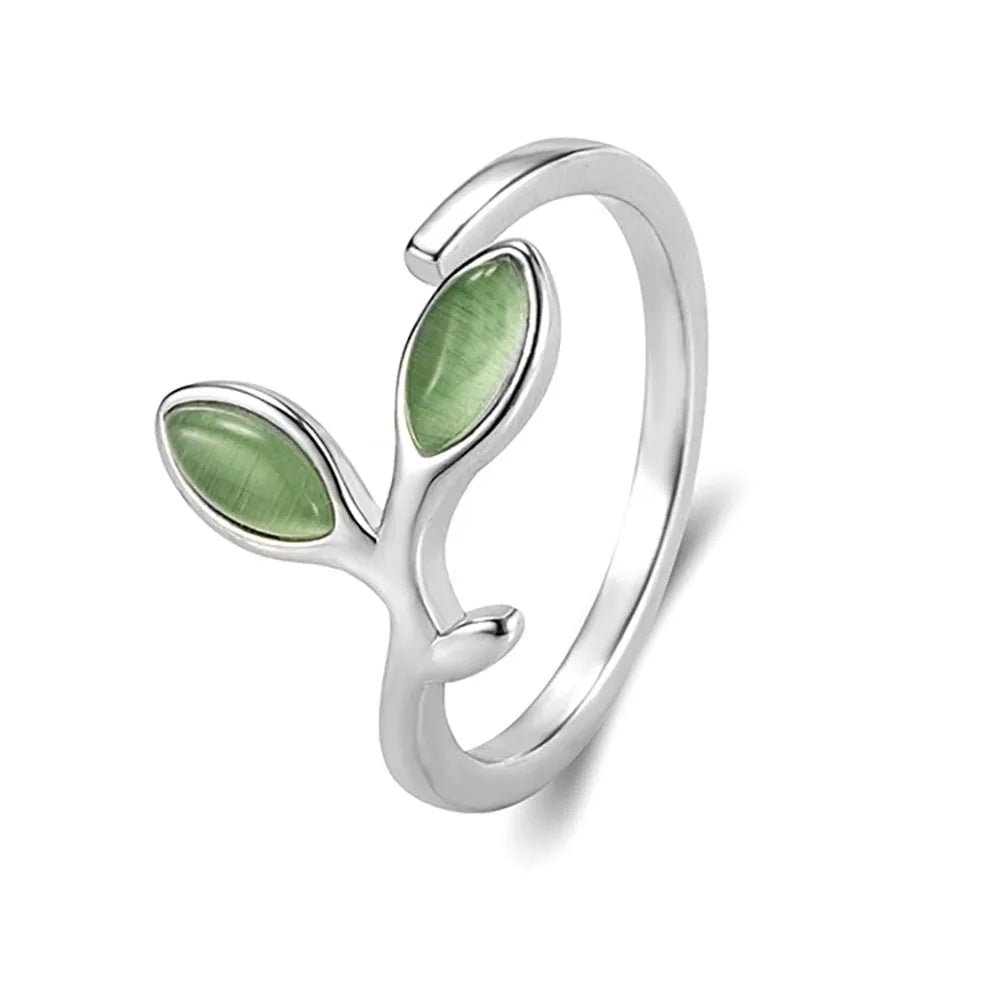 925 Silver Foliage Adjustable Ring for Women & Girls