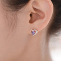 925 Sterling Silver Crystal Heart Stud Earrings for Women