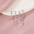 925 Sterling Silver Double Tassel Earrings, Long Sparkling Chains