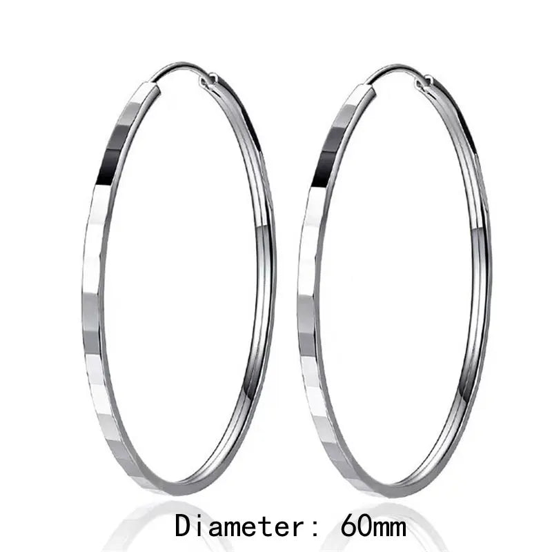 18K Gold Plated 925 Silver Hoop Earrings for Women, 3-6CM