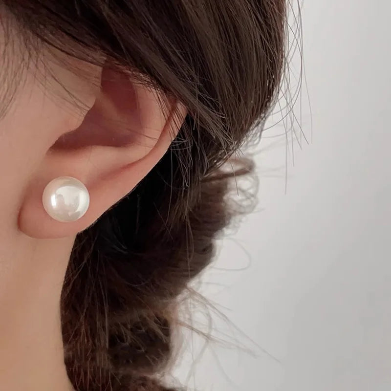 Pearl Stud Earrings – Classic Shine + S925 Silver Posts