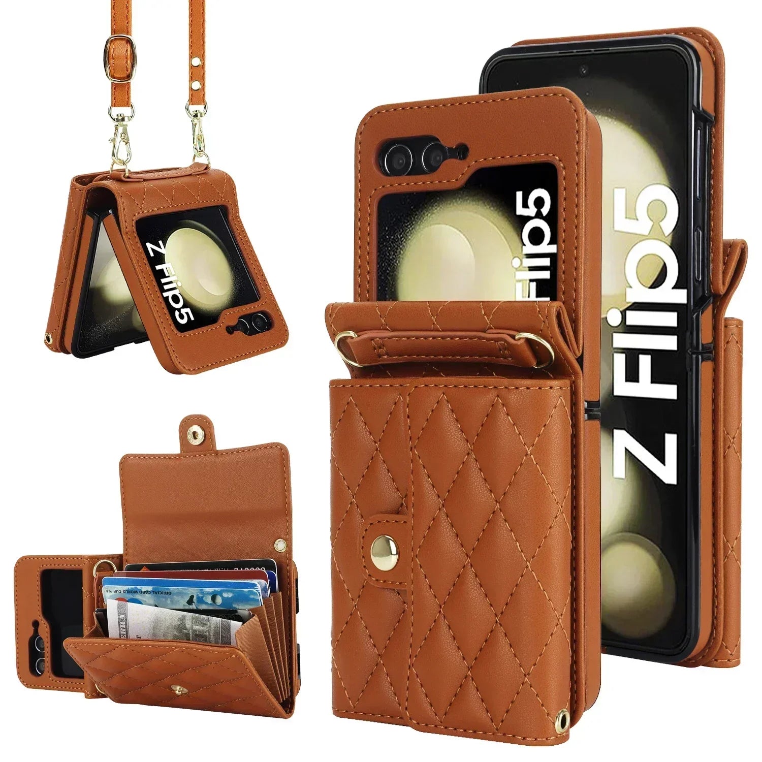 Leather Crossbody Wallet Case Flip Cover