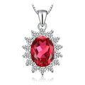 Princess Diana Inspired Blue Sapphire Ruby Emerald 925 Silver Pendant
