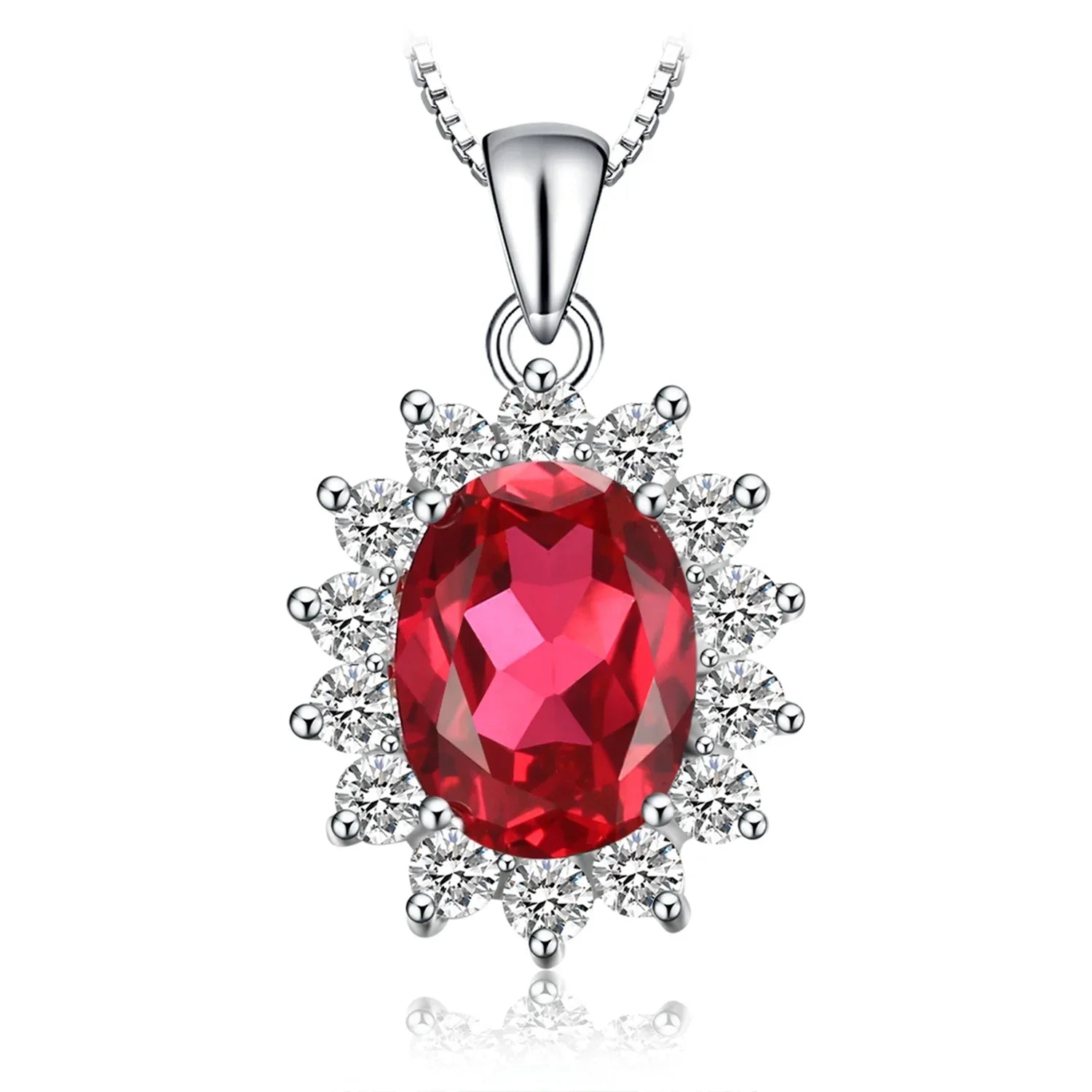 Princess Diana Inspired Blue Sapphire Ruby Emerald 925 Silver Pendant