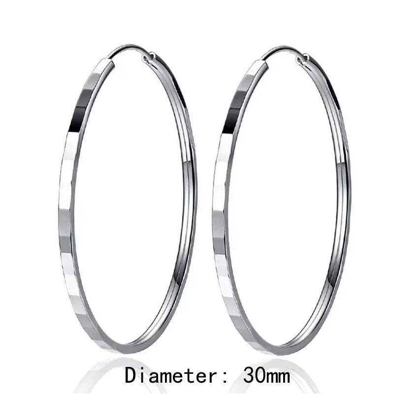 18K Gold Plated 925 Silver Hoop Earrings for Women, 3-6CM