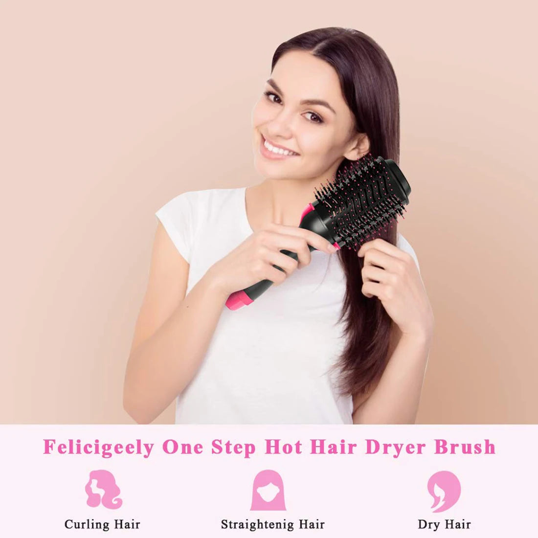 Hot Air Brush Hair Dryer and Volumizer: Styler, Straightener, and Curler