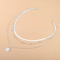 925 Sterling Silver 3-Layer Necklace Snake & Ball Chain