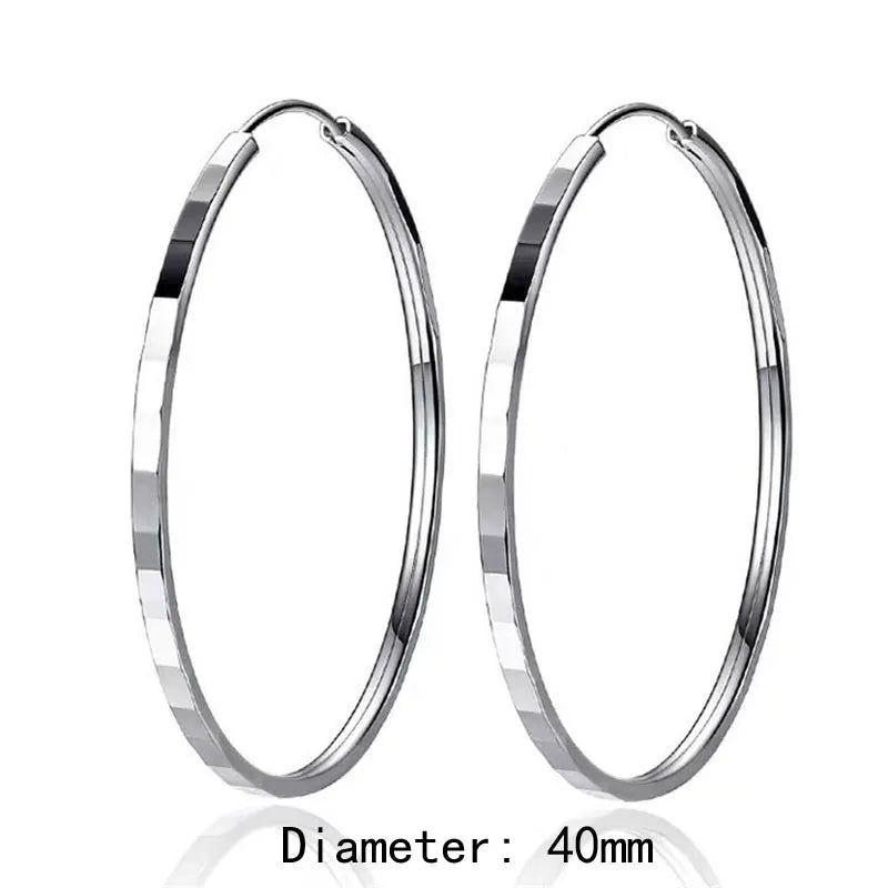 18K Gold Plated 925 Silver Hoop Earrings for Women, 3-6CM