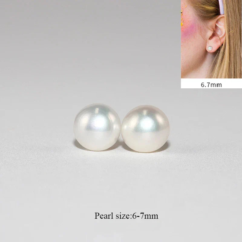 925 Sterling Silver Freshwater Pearl Stud Earrings for Women