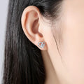 925 Sterling Silver Crystal Heart Stud Earrings for Women