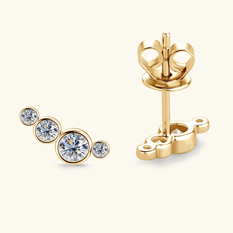 925 Silver Moissanite Climber Earrings D0.43CT GRA Cert