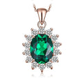 Princess Diana Inspired Blue Sapphire Ruby Emerald 925 Silver Pendant