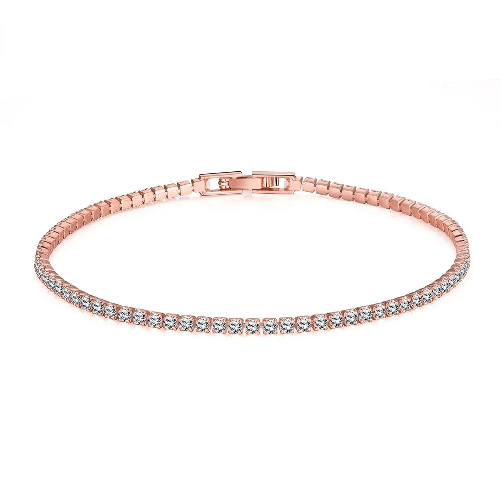 925 Silver Tennis Bracelet 18CM 2mm Zirconia Gift Bangle