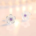925 Sterling Silver Crystal Flower Stud Earrings for Women