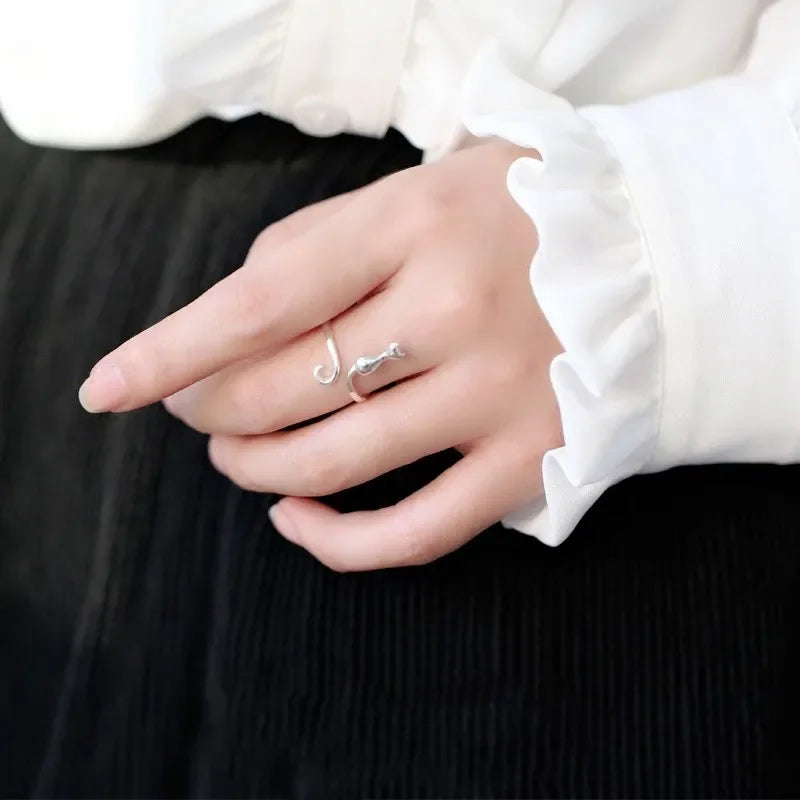 925 Silver Cat Ring Women’s Luxury Designer Jewelry