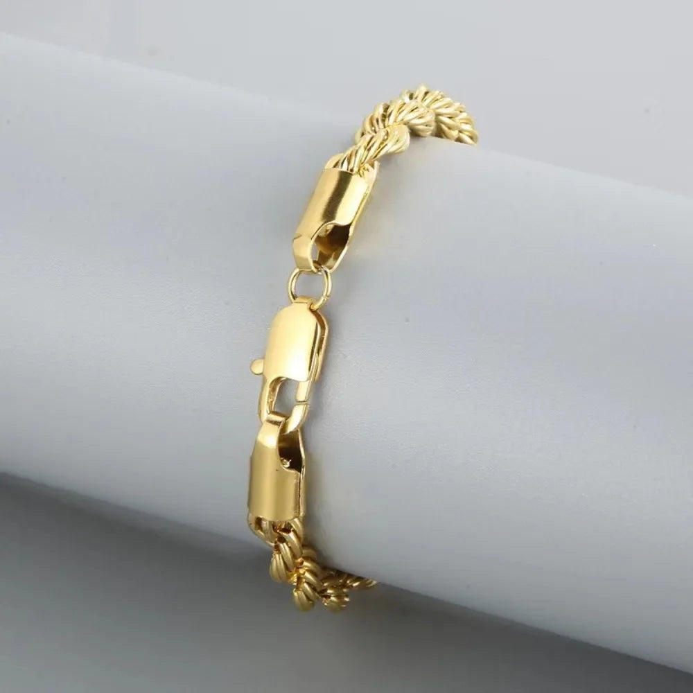 18K Gold 925 Sterling Silver 4mm Chain Bracelet for Men/Women