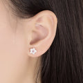 925 Sterling Silver Crystal Flower Stud Earrings for Women