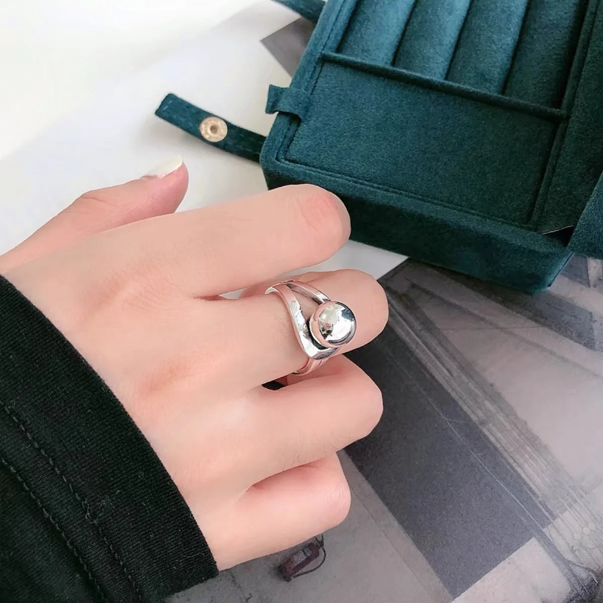 925 Silver Adjustable Open Ring for Women – Vintage Style