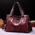 Vintage Soft Leather Tote Bag Women Shoulder Crossbody Handbag