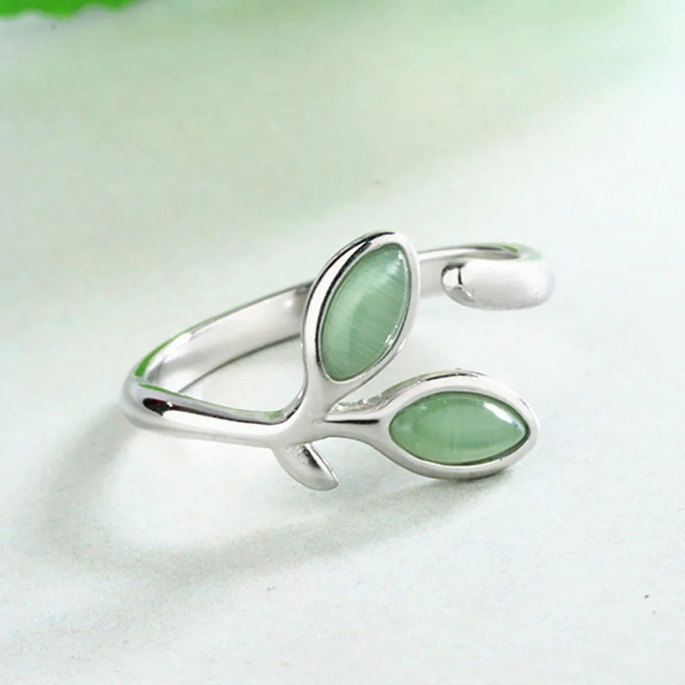 925 Silver Foliage Adjustable Ring for Women & Girls