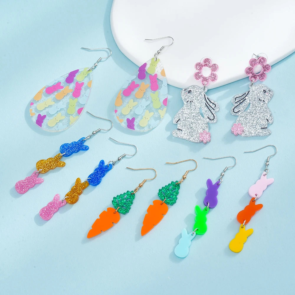 Bunny Tassel Earrings – Playful Statement Acrylic Drop Design