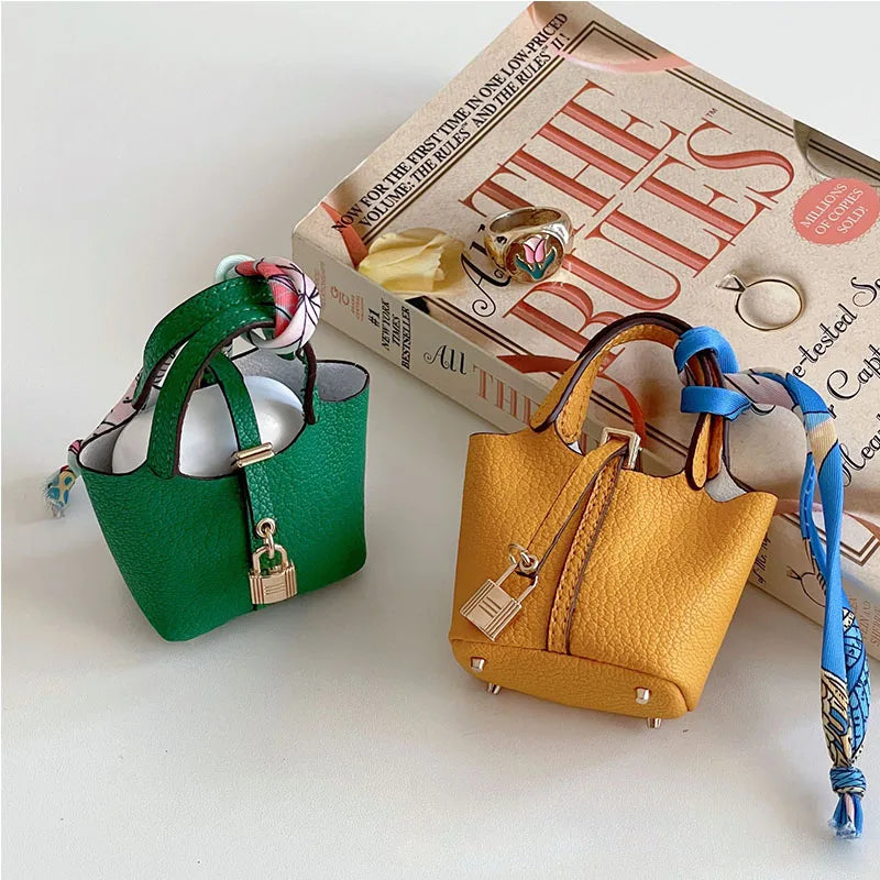 Mini Basket Bag Pendant | Cute Earphones Case | Keychain Charm