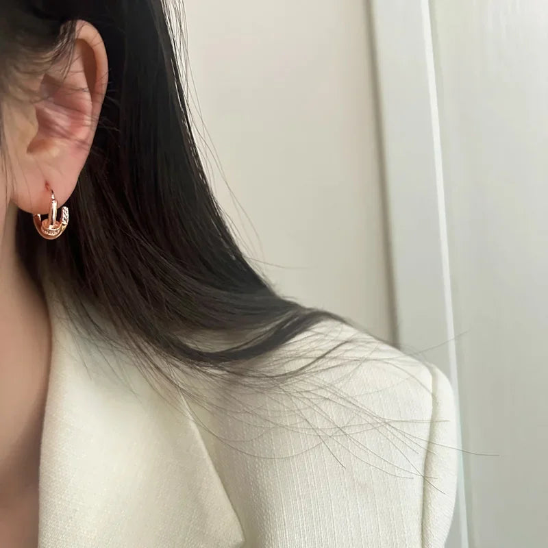 Minimalist 925 Silver Nail Hoop Earrings Women