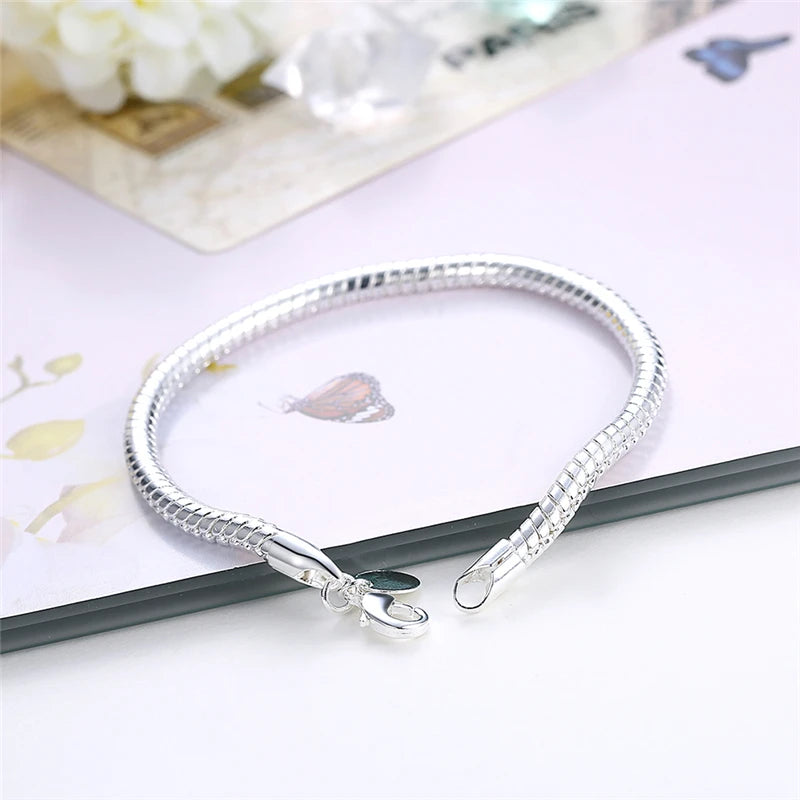 925 Silver 3mm Snake Chain Bracelet 8" Women’s Jewelry