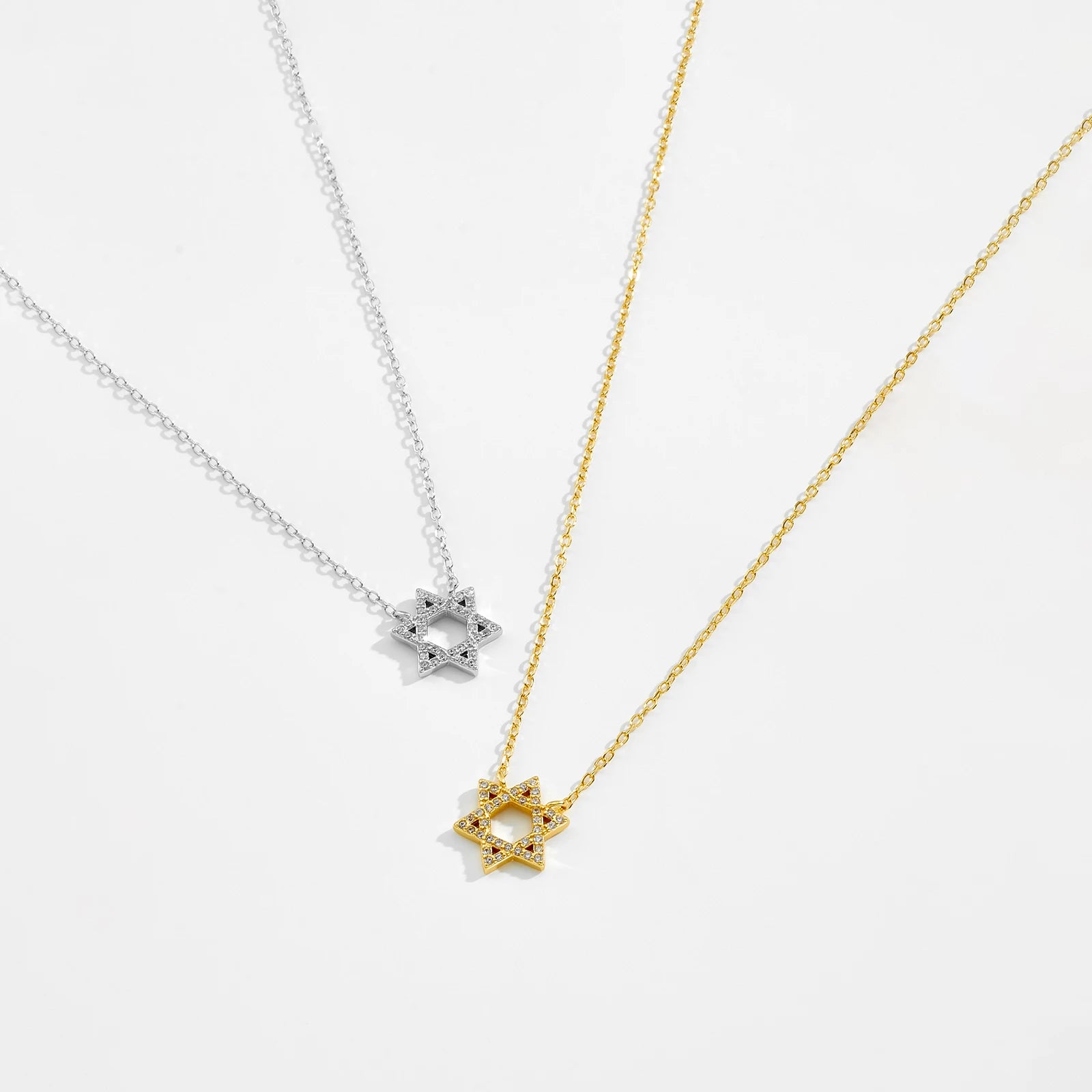 925 Silver Star of David Pendant Necklace Women