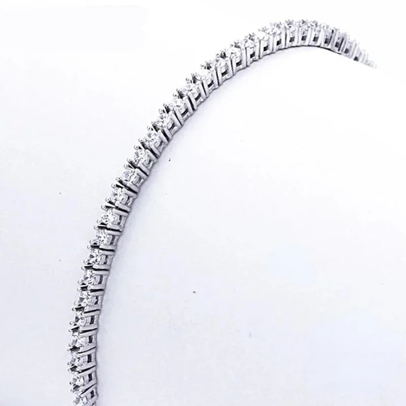 925 Silver Tennis Bracelet 18CM 2mm Zirconia Gift Bangle