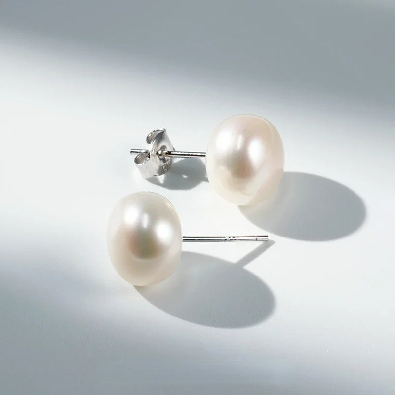925 Sterling Silver Freshwater Pearl Stud Earrings for Women