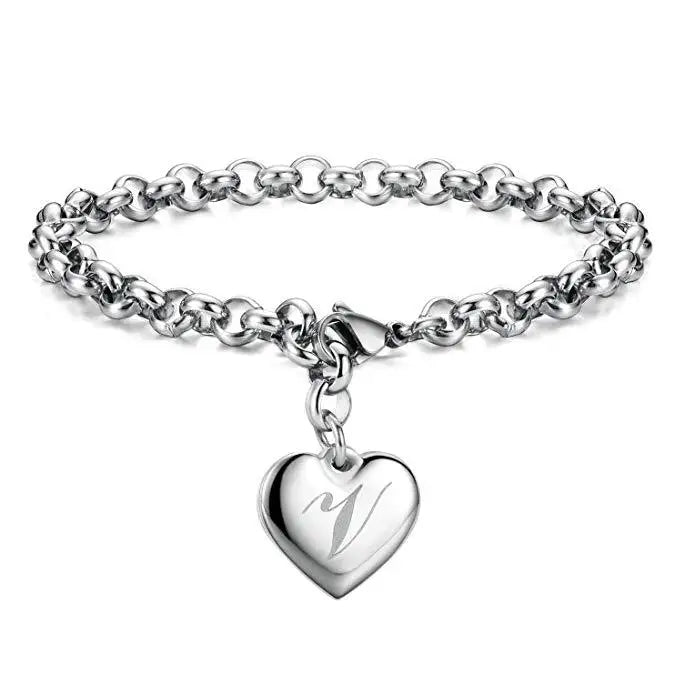 925 Sterling Silver Noble Heart Chain Bracelet for Women