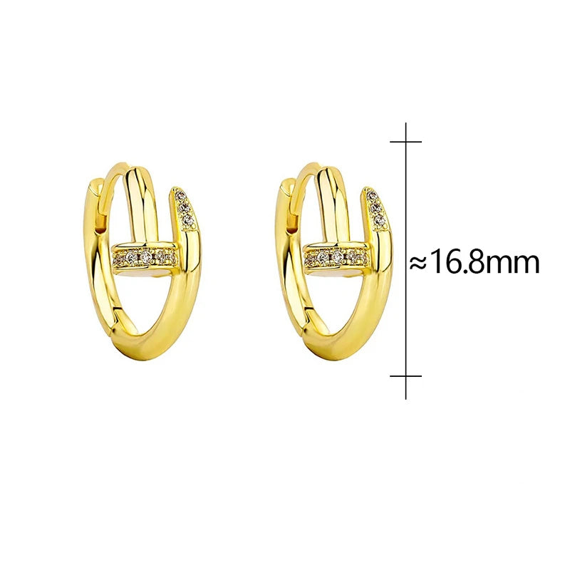 Minimalist 925 Silver Nail Hoop Earrings Women