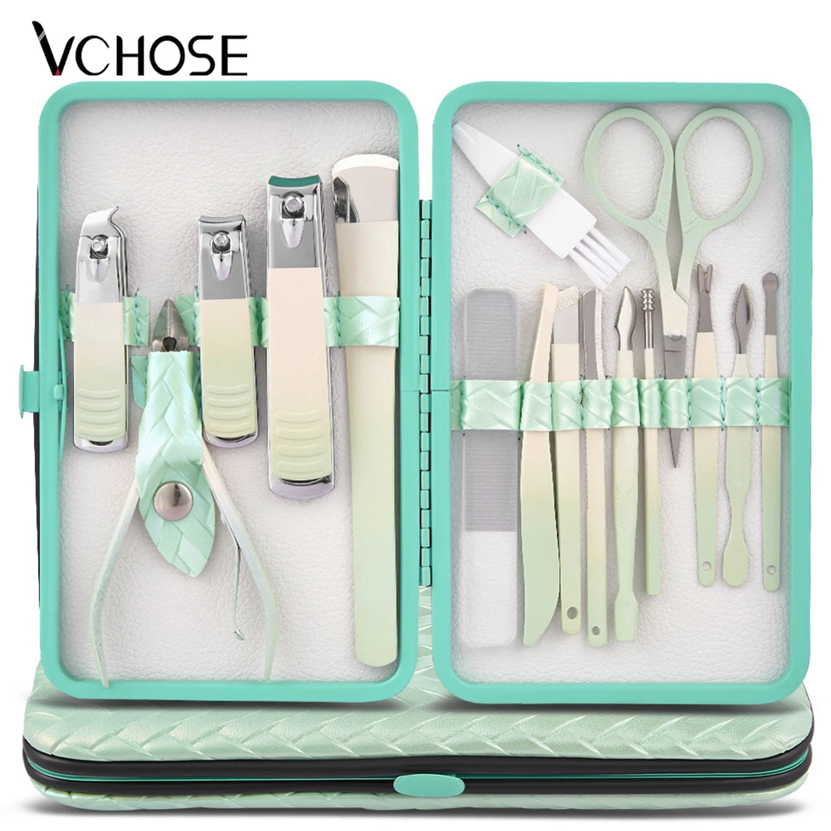 7-16Pcs Manicure Pedicure Set, Pro Nail Clipper Kit w/ Case