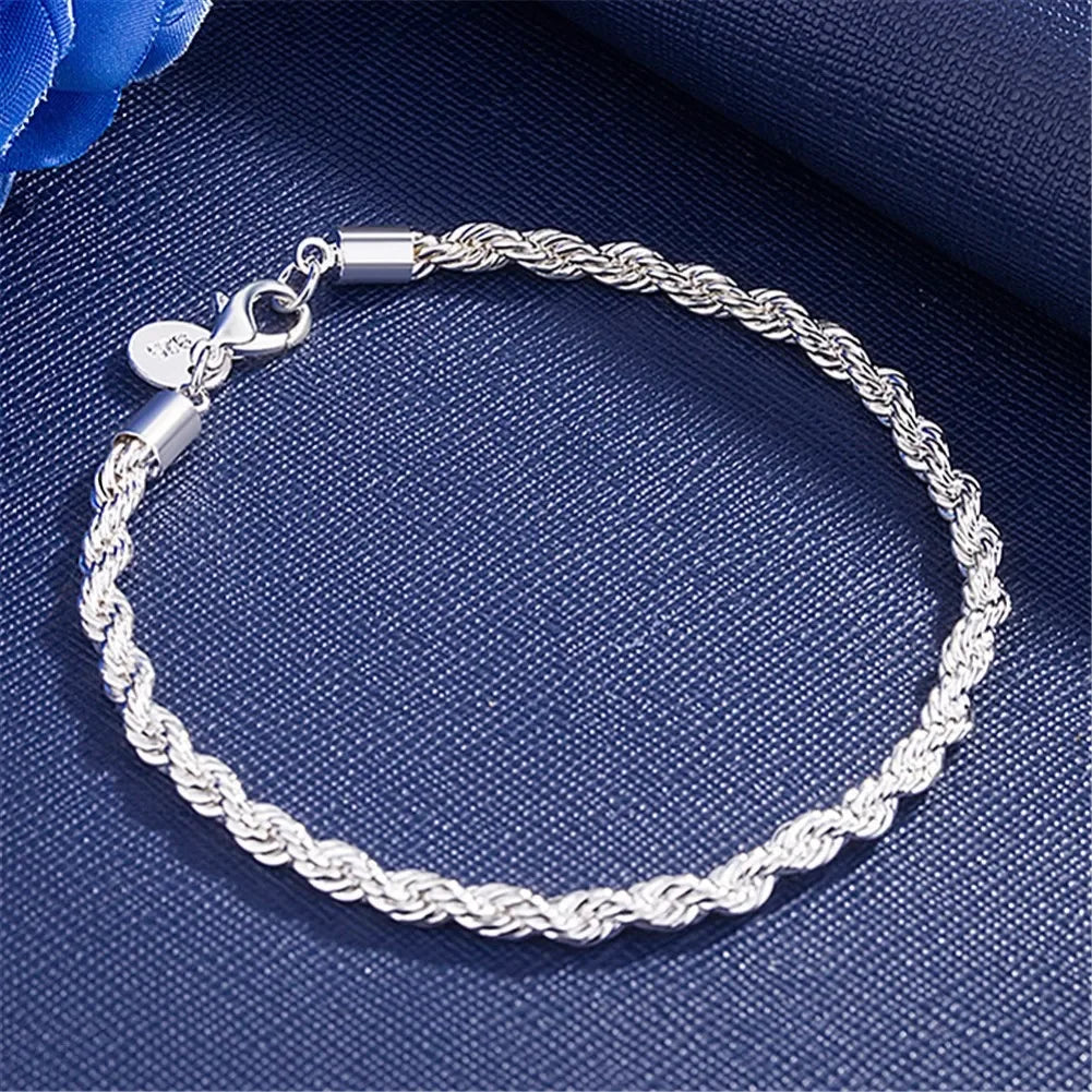 18K Gold 925 Sterling Silver 4mm Chain Bracelet for Men/Women