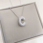 Bubble Initial Necklace – Sparkly A-Z Pavé Letter Pendant